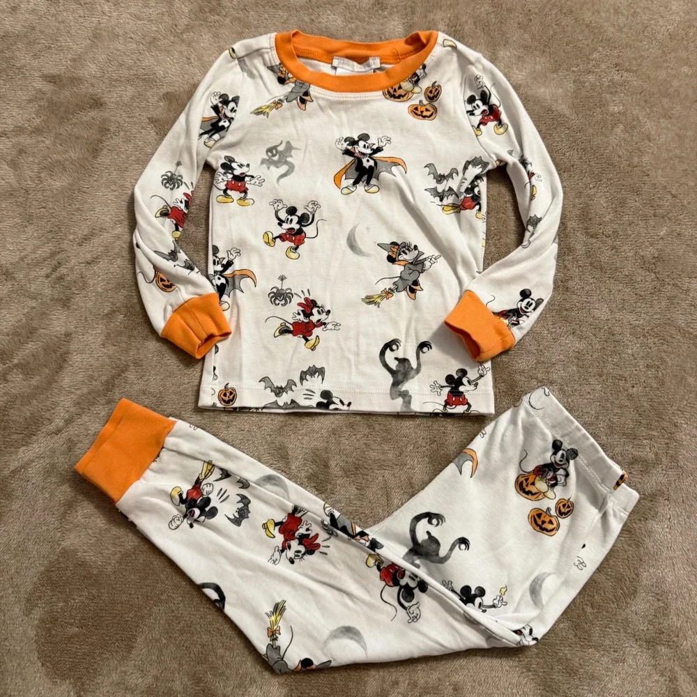 Pottery Barn Kids Disney Mickey Mouse Halloween Organic Cotton Pajamas 3T Set